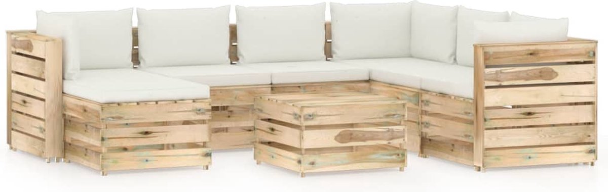 Vidaxl 8-delige Loungeset Met Kussens Geïmpregneerd Hout - Groen