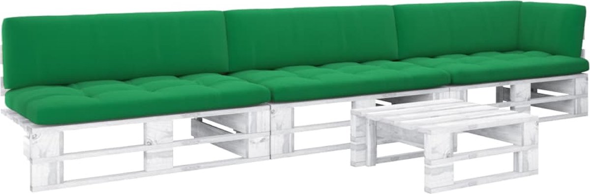 Vidaxl 4-delige Loungeset Pallet Met Kussens Geïmpregneerd Hout - Wit