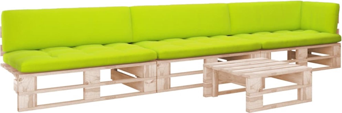 Vidaxl 4-delige Loungeset Pallet Met Kussens Geïmpregneerd Grenenhout - Groen