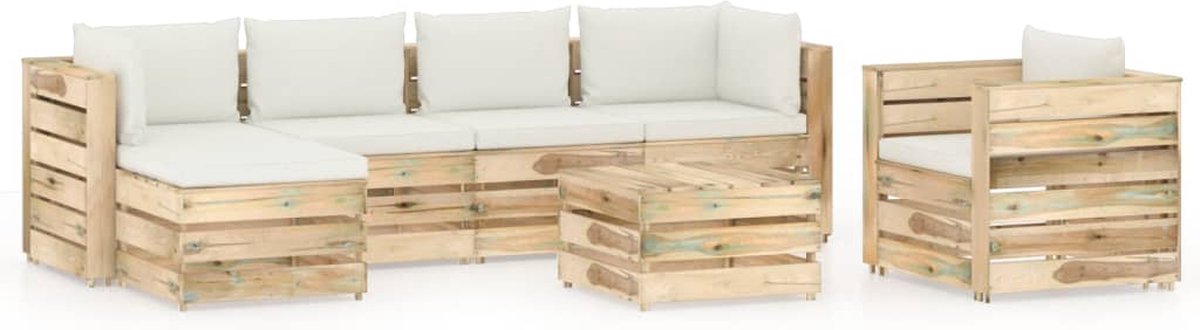 Vidaxl 7-delige Loungeset Met Kussens Geïmpregneerd Hout - Groen