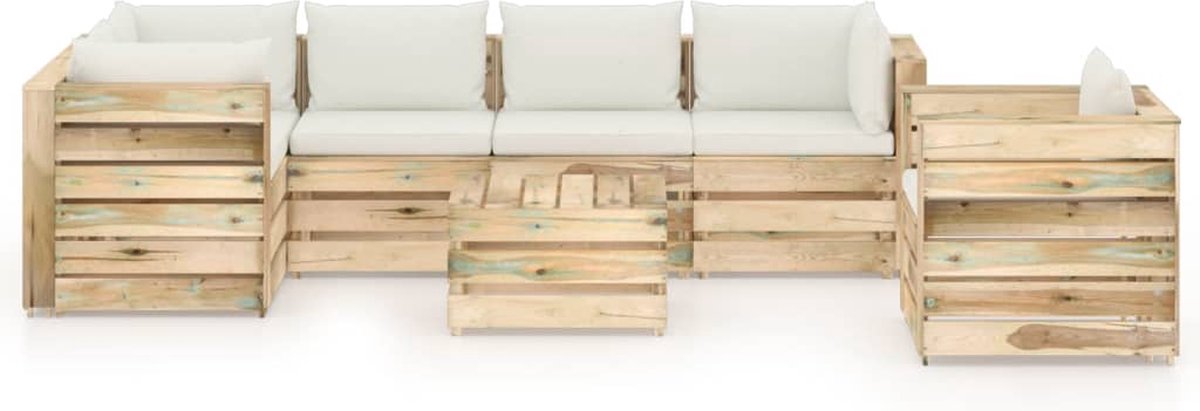 Vidaxl 7-delige Loungeset Met Kussens Geïmpregneerd Hout - Groen