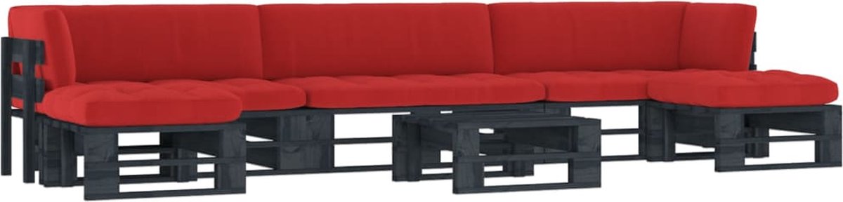 Vidaxl 6-delige Loungeset Pallet Met Kussens Geïmpregneerd Hout - Zwart