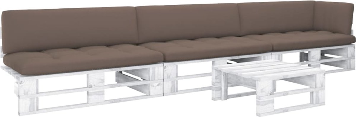 Vidaxl 4-delige Loungeset Pallet Met Kussens Geïmpregneerd Hout - Wit