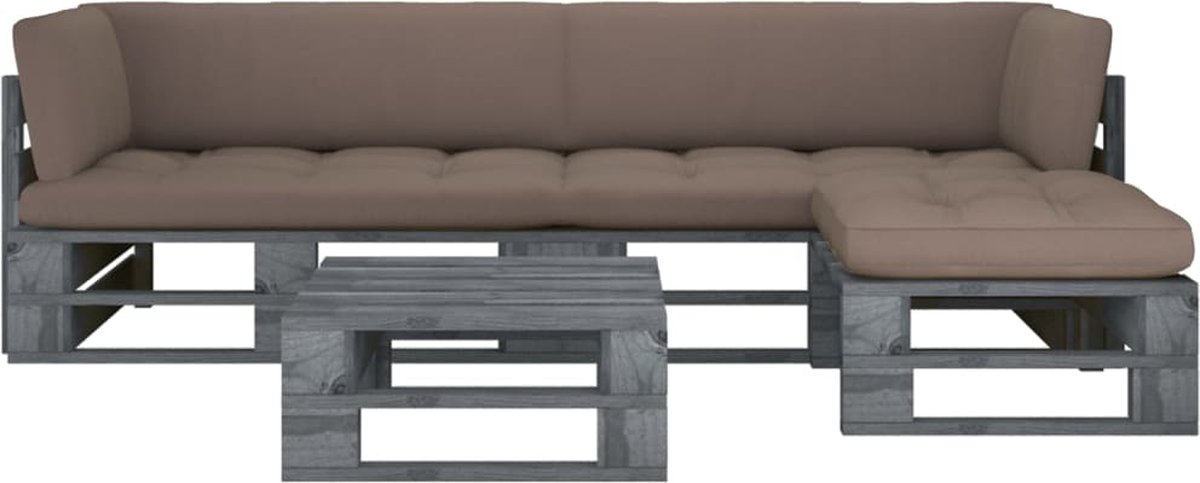 Vidaxl 4-delige Loungeset Pallet Met Kussens Geïmpregneerd Hout - Grijs