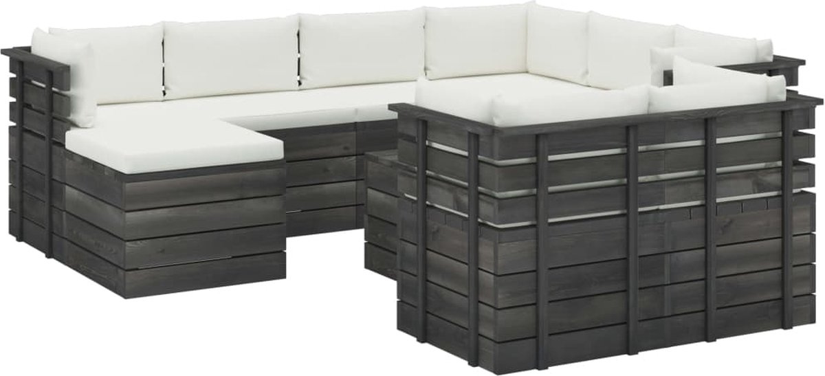 Vidaxl 10-delige Loungeset Met Kussens Pallet Massief Grenenhout