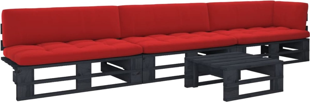 Vidaxl 4-delige Loungeset Pallet Met Kussens Geïmpregneerd Hout - Zwart