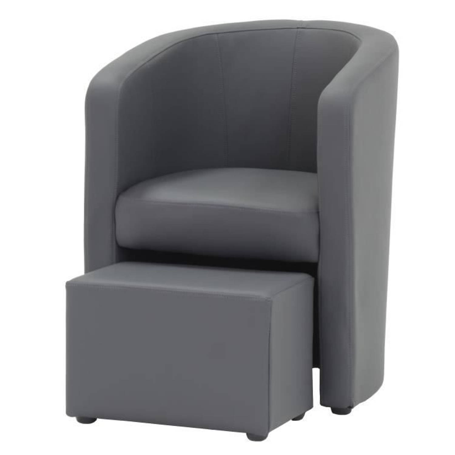 Cstore Nino Fauteuil + Poef - Faux Antraciet - Grijs