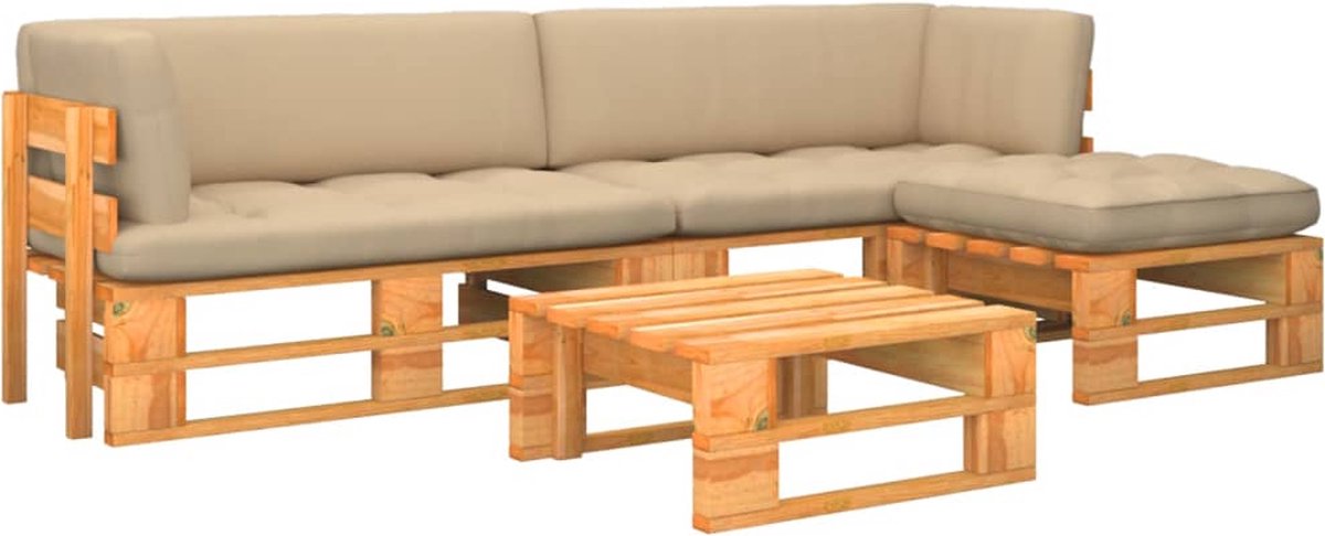 Vidaxl 4-delige Loungeset Pallet Honing Geïmpregneerd Grenenhout - Bruin