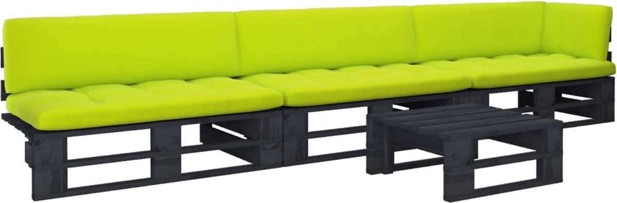 Vidaxl 4-delige Loungeset Pallet Met Kussens Geïmpregneerd Hout - Zwart