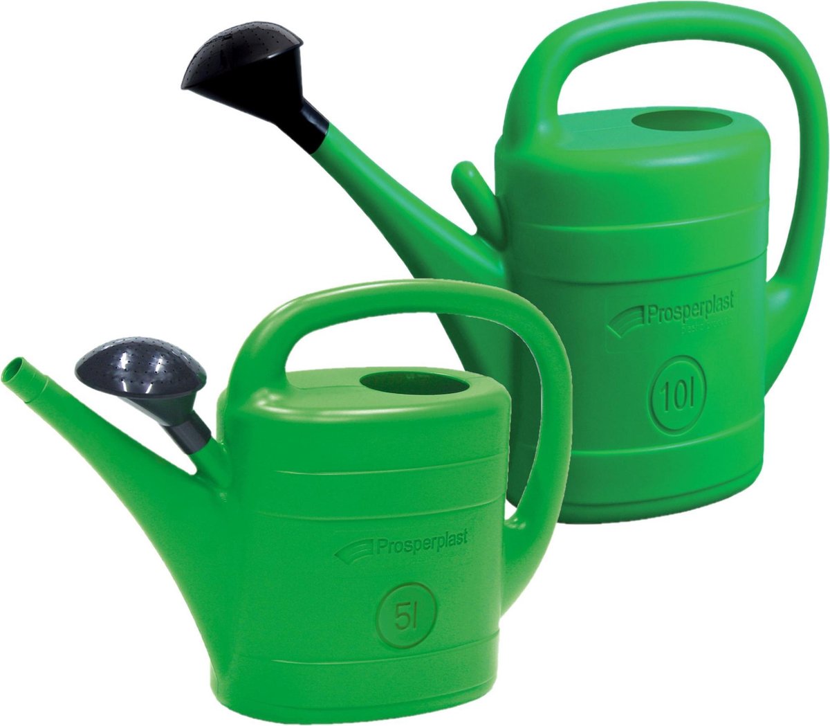 Combi-set Kunststof Bloemen/planten Gieters Met Broeskop/sproeikop 5 En 10 Liter - Gieters - Groen