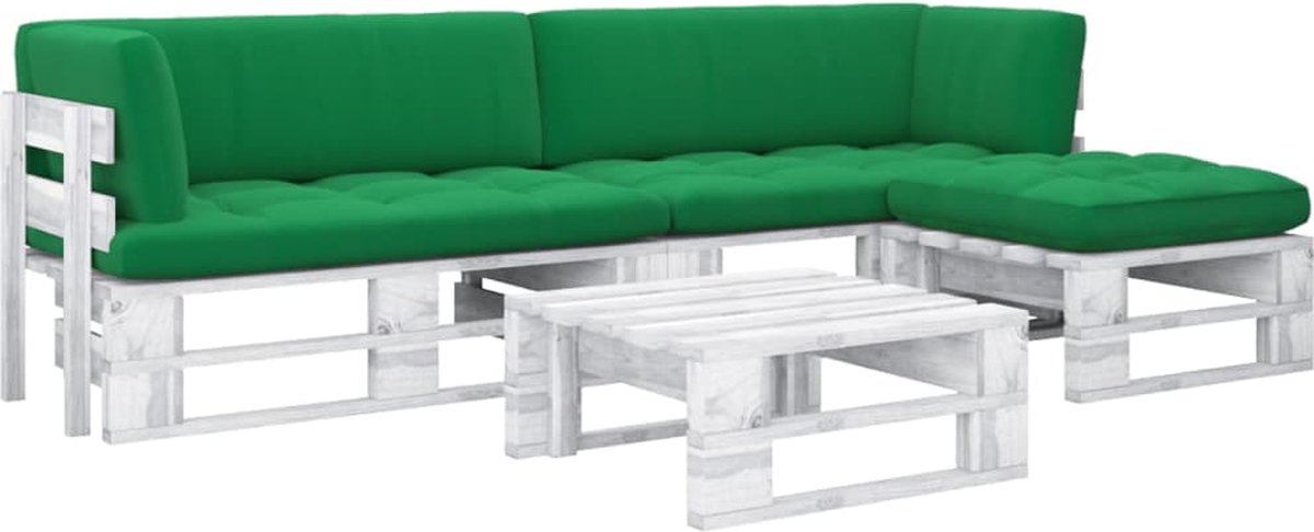 Vidaxl 4-delige Loungeset Pallet Met Kussens Geïmpregneerd Hout - Wit