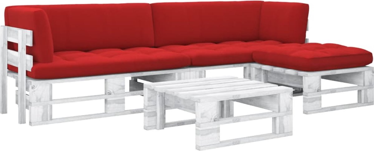 Vidaxl 4-delige Loungeset Pallet Met Kussens Geïmpregneerd Hout - Wit