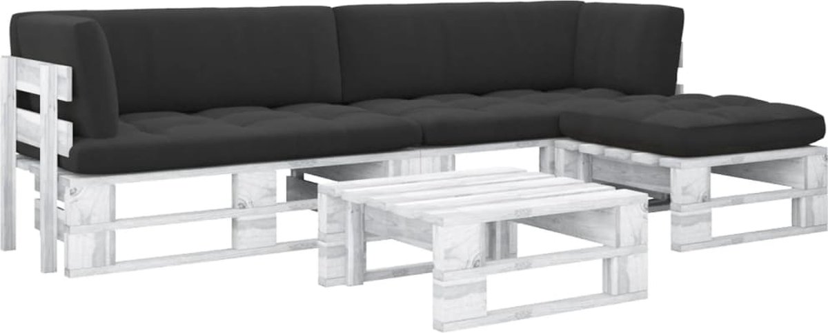 Vidaxl 4-delige Loungeset Pallet Met Kussens Geïmpregneerd Hout - Wit