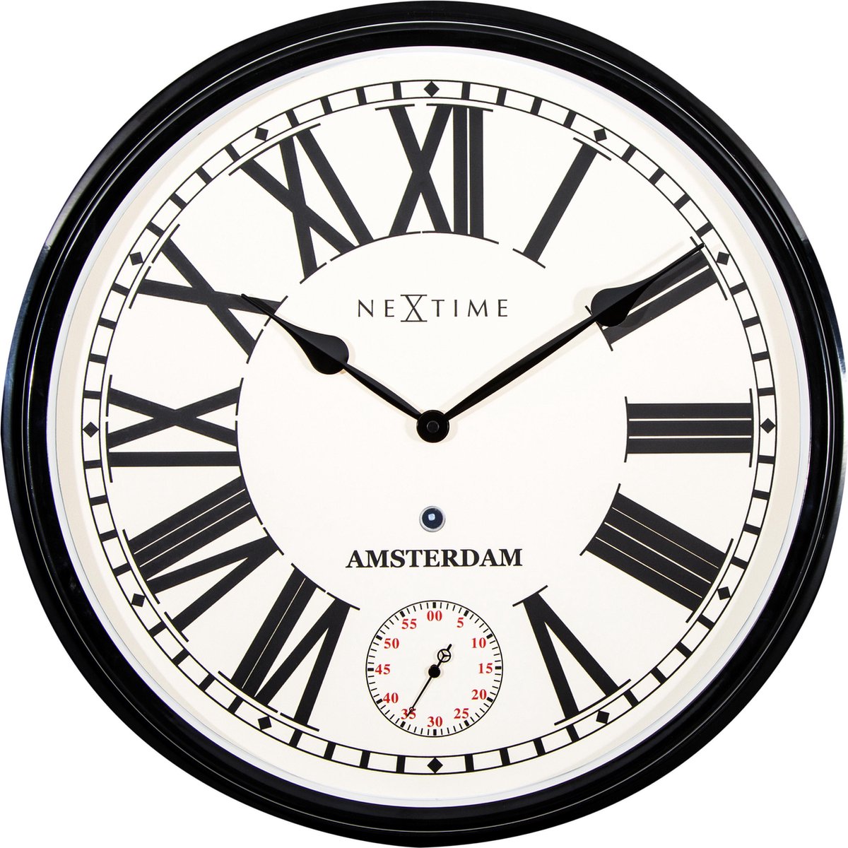 Nextime WandklokAmsterdam - - Zwart