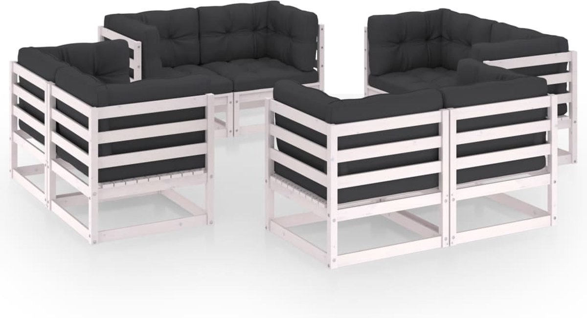 Vidaxl 8-delige Loungeset Met Kussens Massief Grenenhout