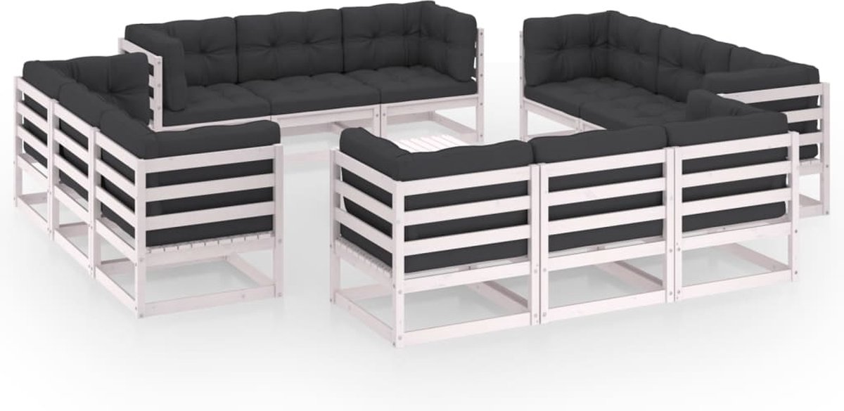 Vidaxl 13-delige Loungeset Met Kussens Massief Grenenhout