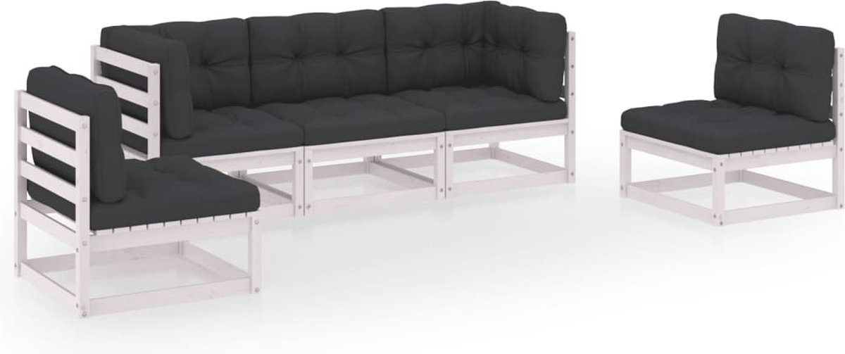 Vidaxl 5-delige Loungeset Met Kussens Massief Grenenhout