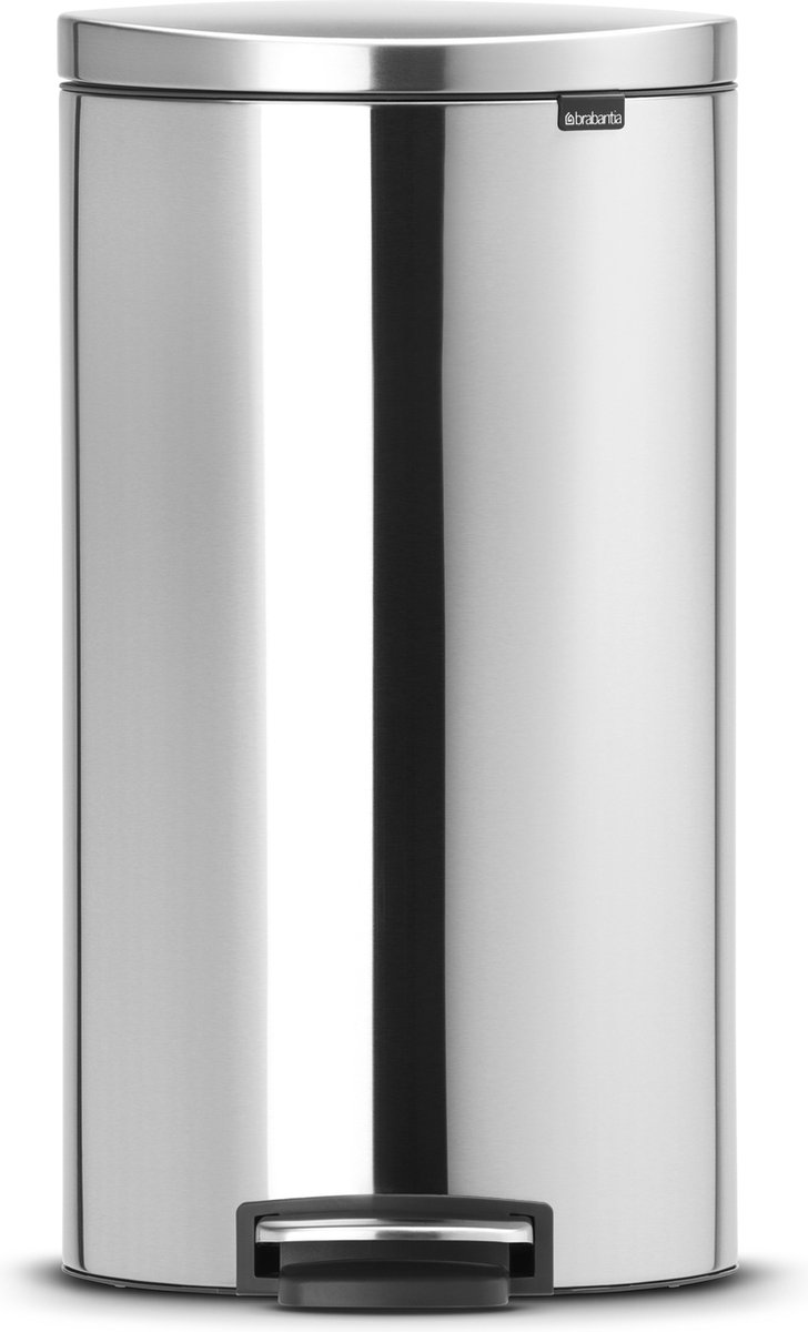 Brabantia Flatback+ Pedaalemmer 30 Liter Met Kunststof Binnenemmer - Matt Steel Fingerprint Proof - Silver