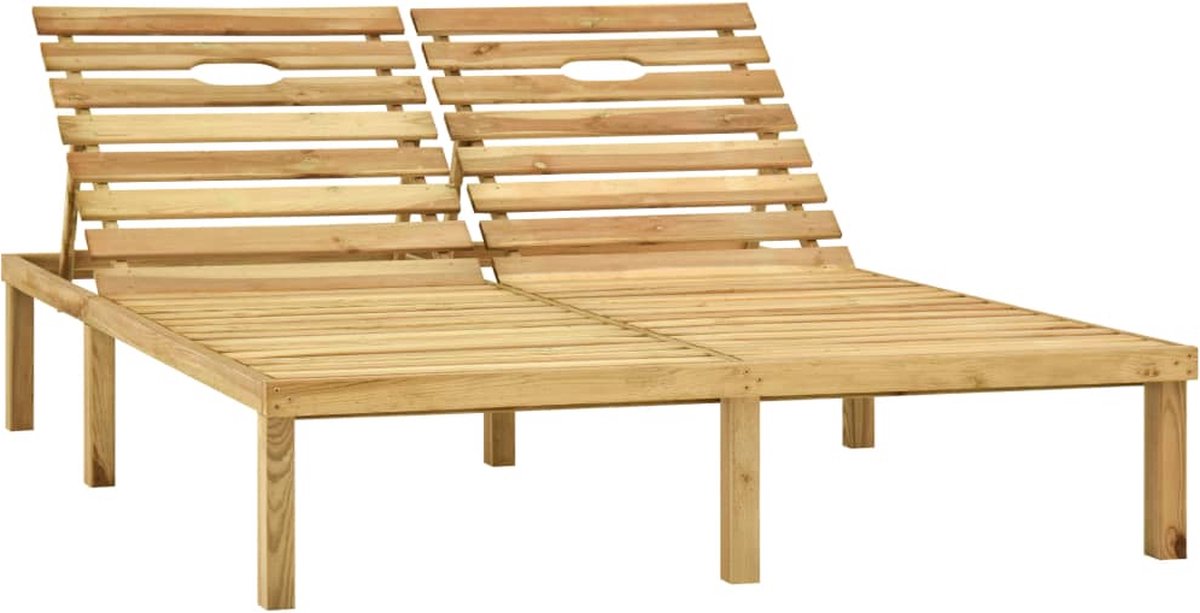 Vidaxl Ligbed Tweepersoons Met Kussens Geïmpregneerd Grenenhout - Bruin