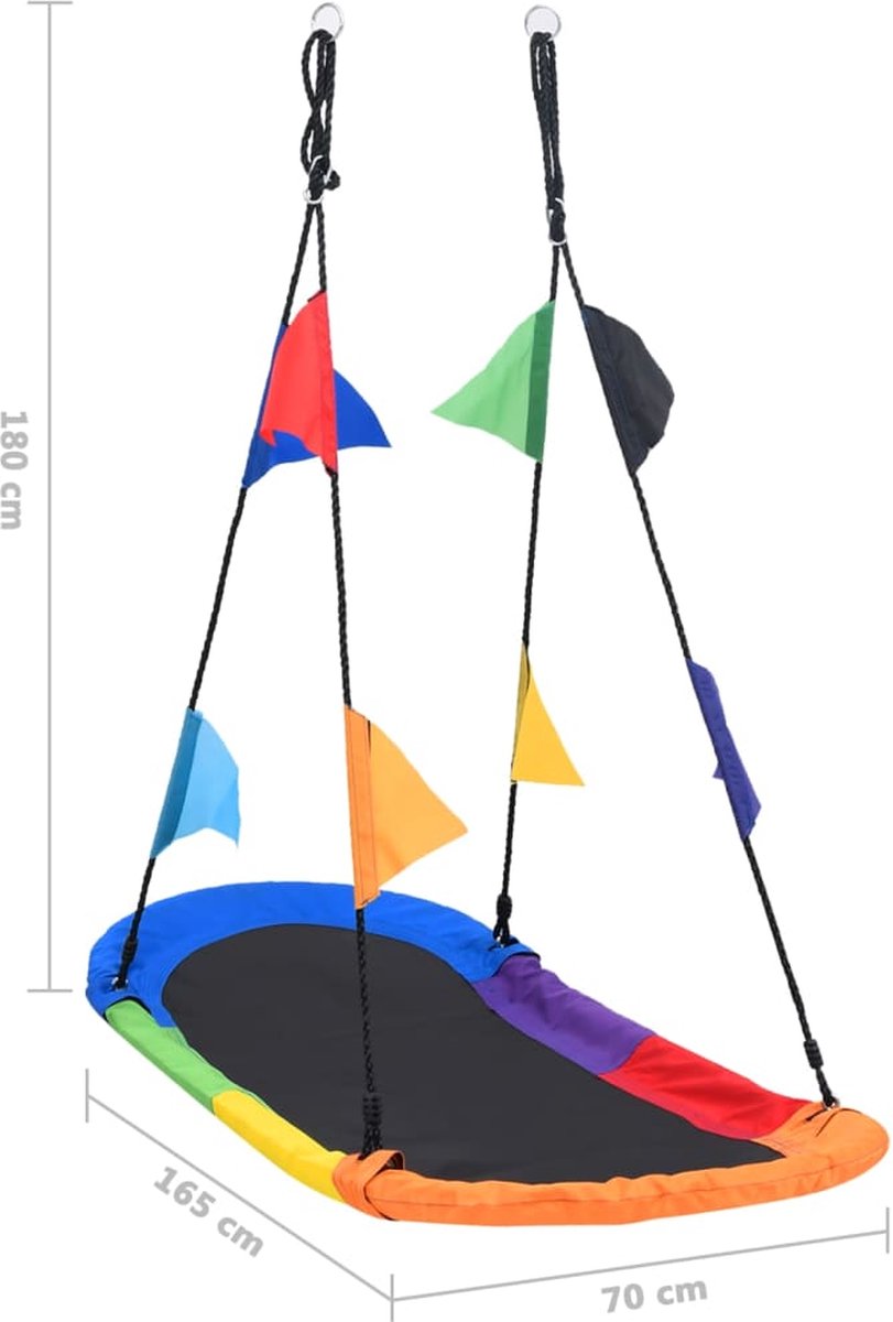 Vidaxl Nestschommel Met Vlaggetjes 165x70 Cm
