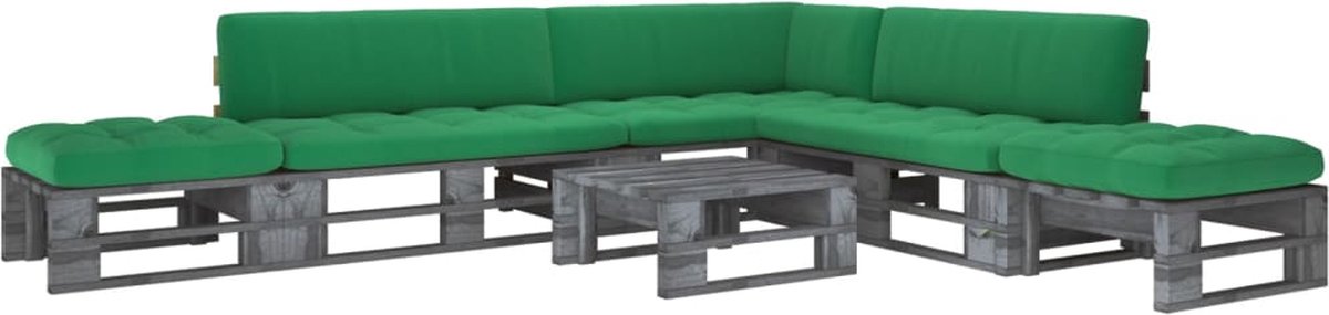 Vidaxl 6-delige Loungeset Pallet Met Kussens Geïmpregneerd Hout - Grijs