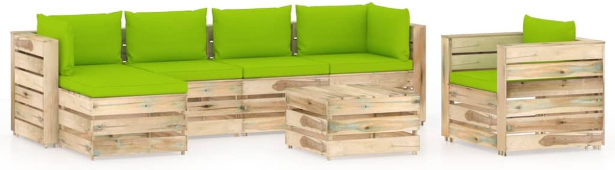 Vidaxl 7-delige Loungeset Met Kussens Geïmpregneerd Hout - Groen