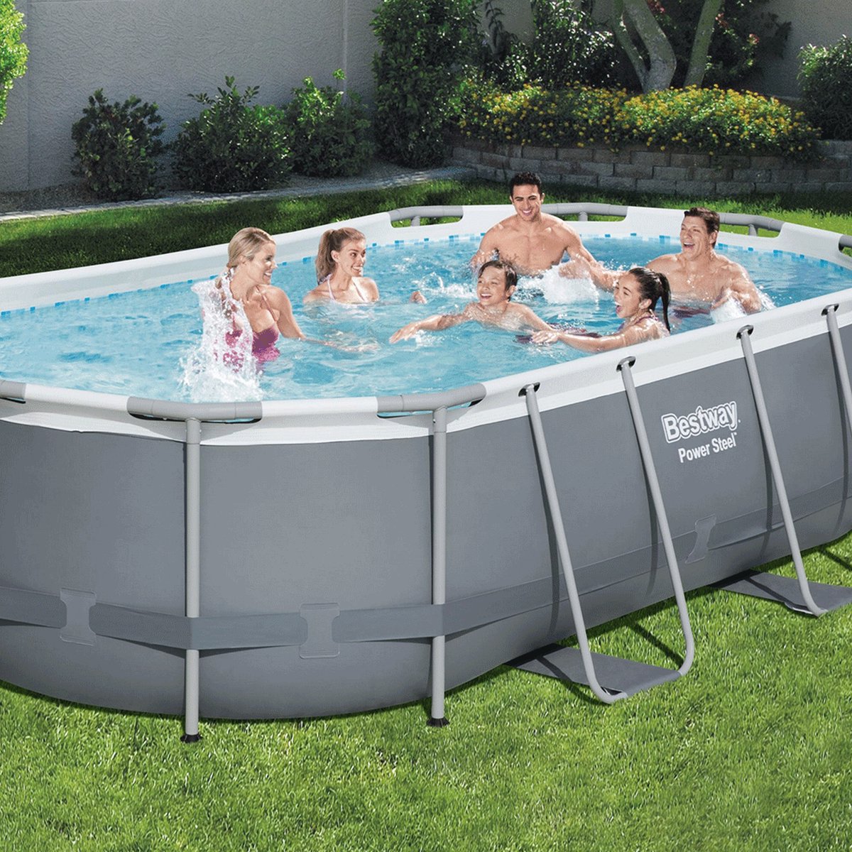 Bestway Zwembad Power Steel Set Ovaal 427 Cm - Grijs