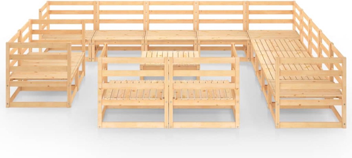 Vidaxl 14-delige Loungeset Massief Grenenhout - Bruin