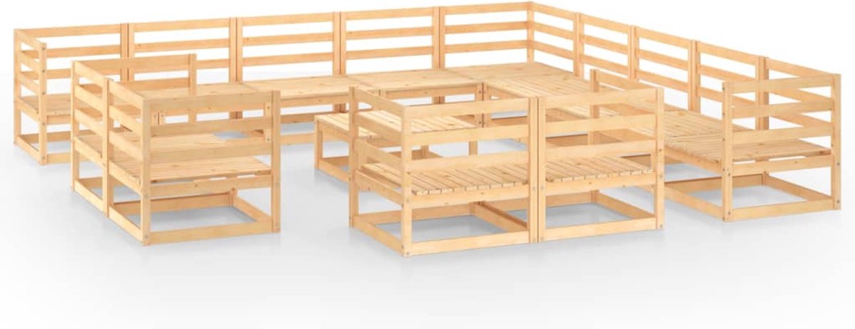 Vidaxl 14-delige Loungeset Massief Grenenhout - Bruin