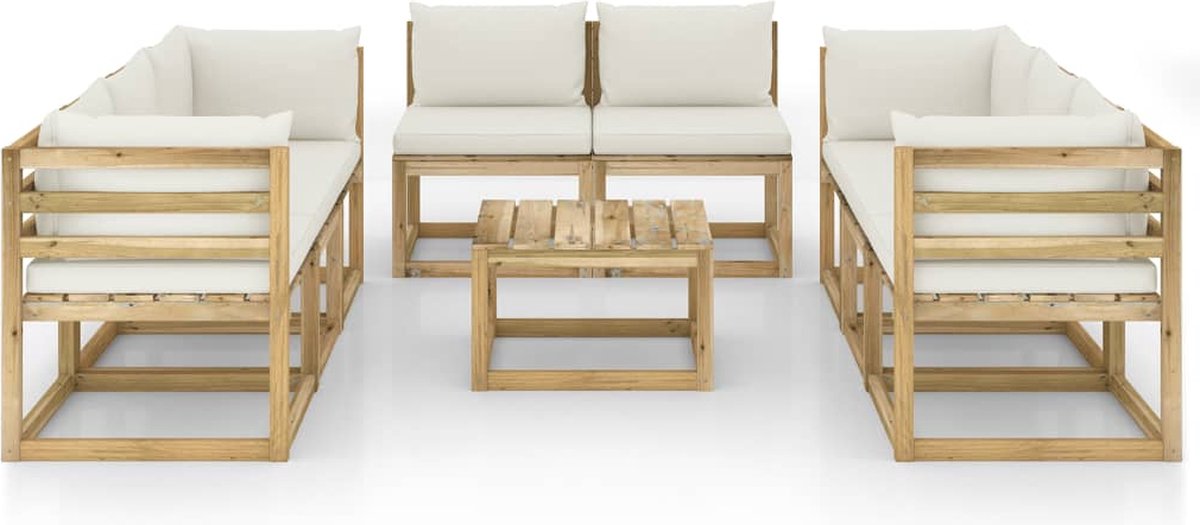 Vidaxl 9-delige Loungeset Met Kussens Geïmpregneerd Grenenhout - Bruin