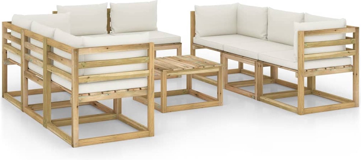 Vidaxl 9-delige Loungeset Met Kussens Geïmpregneerd Grenenhout - Bruin