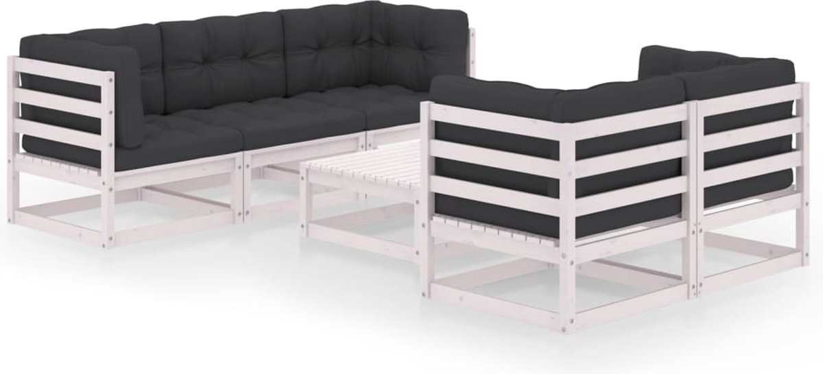 Vidaxl 6-delige Loungeset Met Kussens Massief Grenenhout