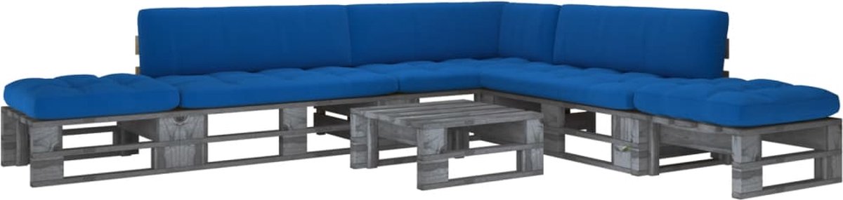 Vidaxl 6-delige Loungeset Pallet Met Kussens Geïmpregneerd Hout - Grijs