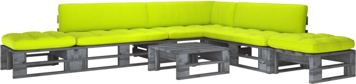 Vidaxl 6-delige Loungeset Pallet Met Kussens Geïmpregneerd Hout - Grijs