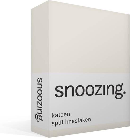 Snoozing Katoen Split Hoeslaken - 100% Katoen - Lits-jumeaux (200x200 Cm) - Ivoor - Wit