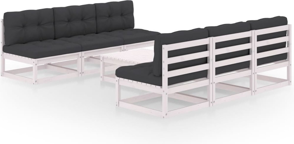 Vidaxl 7-delige Loungeset Met Kussens Massief Grenenhout