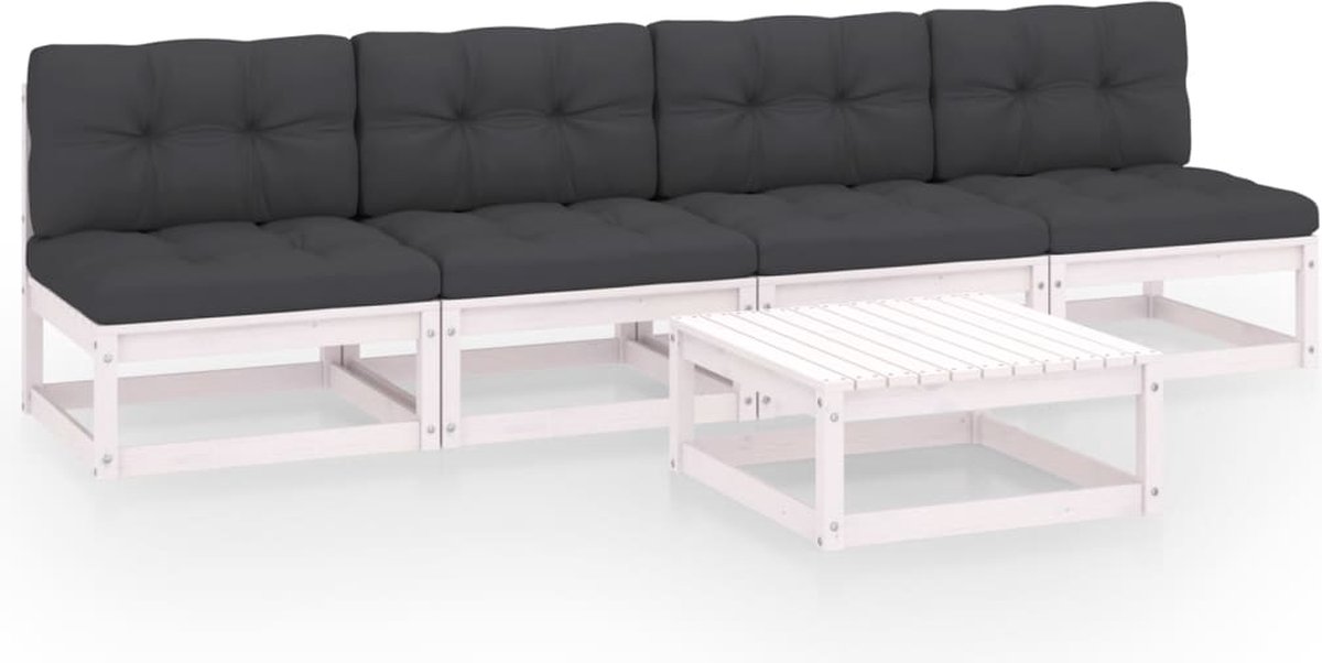 Vidaxl 5-delige Loungeset Met Kussens Massief Grenenhout