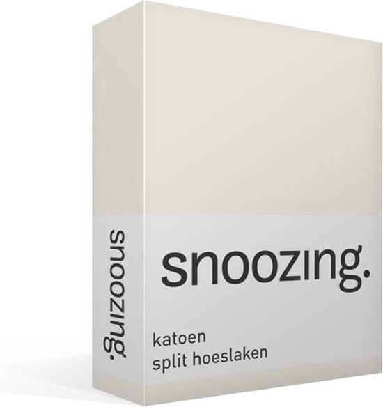 Snoozing Katoen Split Hoeslaken - 100% Katoen - Lits-jumeaux (160x200 Cm) - Ivoor - Wit