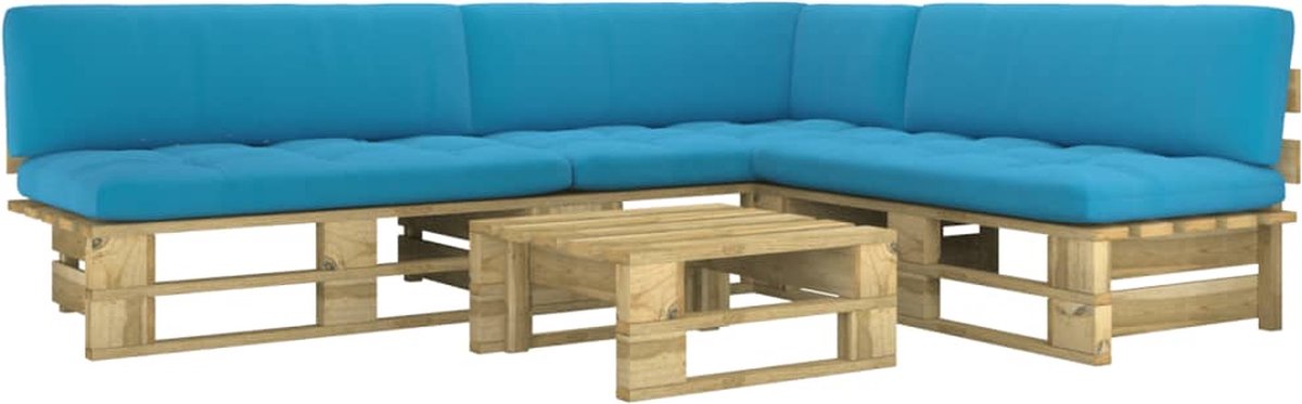 Vidaxl 4-delige Loungeset Pallet Met Kussens Geïmpregneerd Hout - Groen