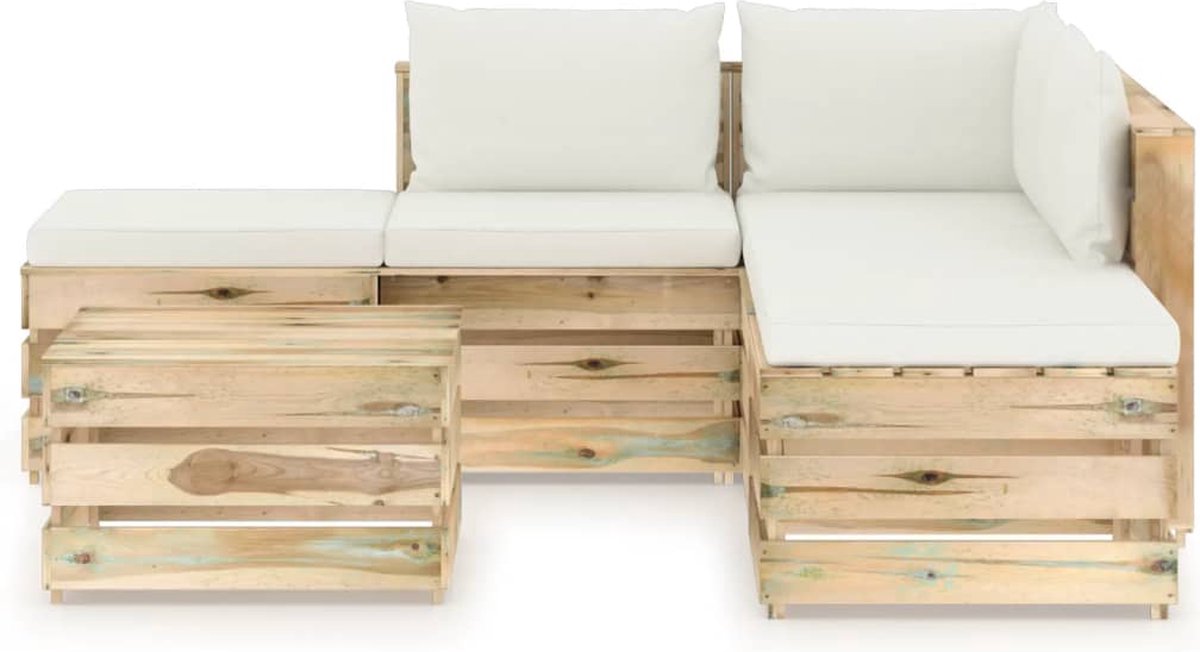 Vidaxl 6-delige Loungeset Met Kussens Geïmpregneerd Hout - Groen