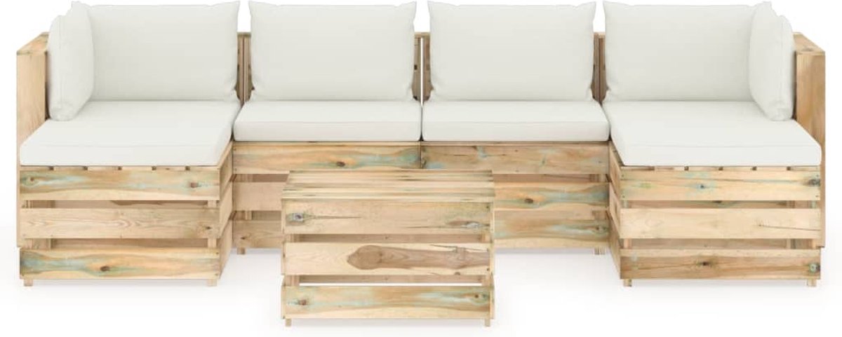 Vidaxl 7-delige Loungeset Met Kussens Geïmpregneerd Hout - Groen