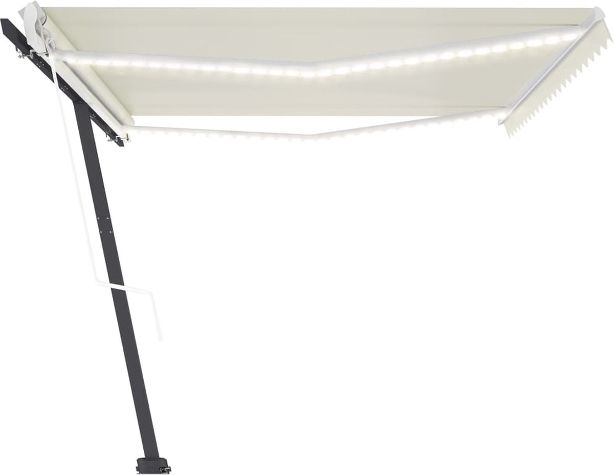 Vidaxl Luifel Automatisch Met Led En Windsensor 500x350 Cm Crèmekleur