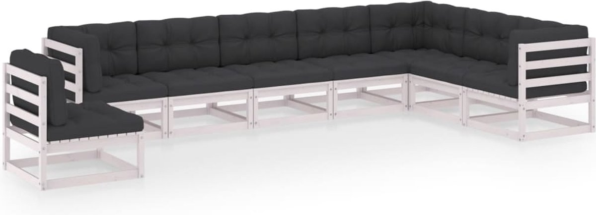 Vidaxl 8-delige Loungeset Met Kussens Massief Grenenhout - Wit