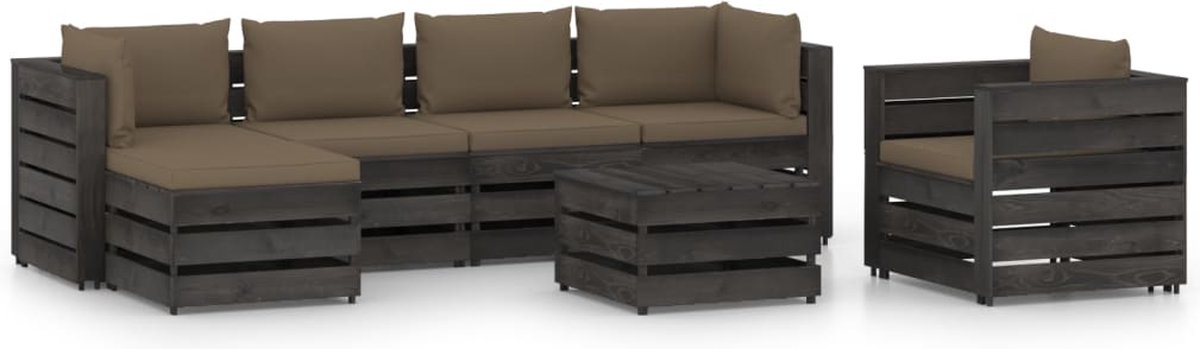 Vidaxl 7-delige Loungeset Met Kussens Geïmpregneerd Hout - Bruin