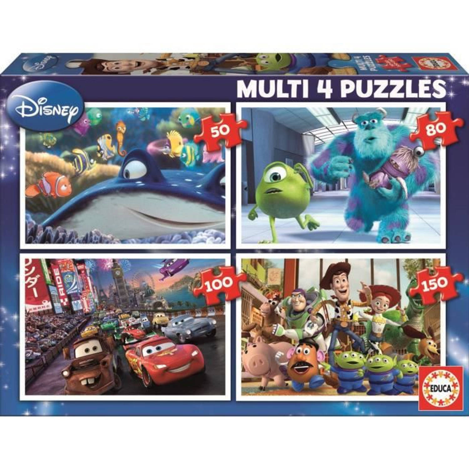 Pixar Puzzle Multi 4 In 1: Nemo - Monsters - Cars - Toy Story