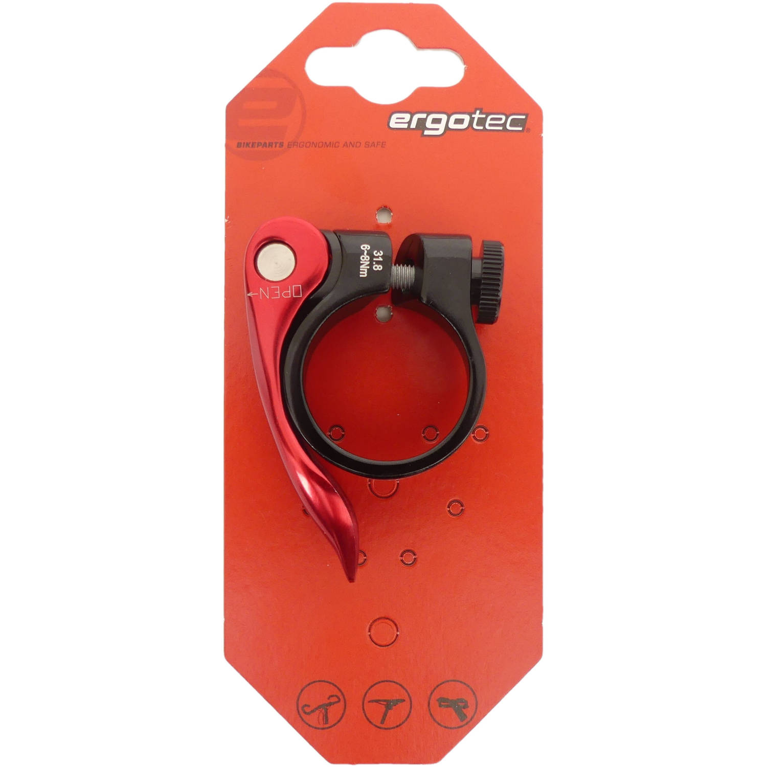 Ergotec Zadelpenklem Scq-0100 ø31,8 Aluminium Met Snelspanner -/rood - Zwart