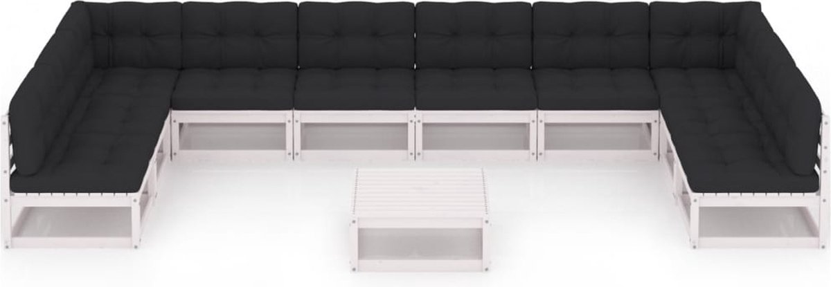 Vidaxl 11-delige Loungeset Met Kussens Massief Grenenhout - Wit