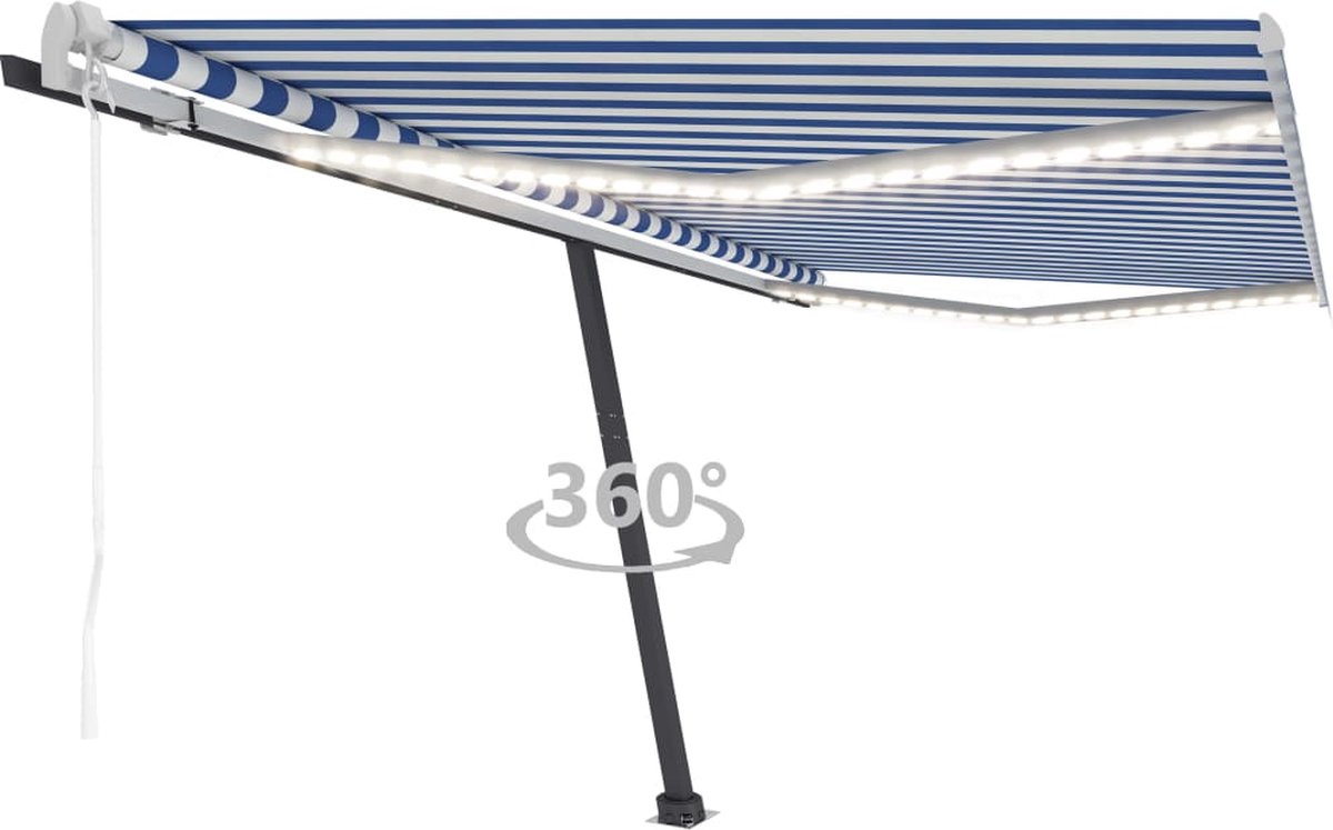 Vidaxl Luifel Automatisch Met Led En Windsensor 450x300 Cm - Azul