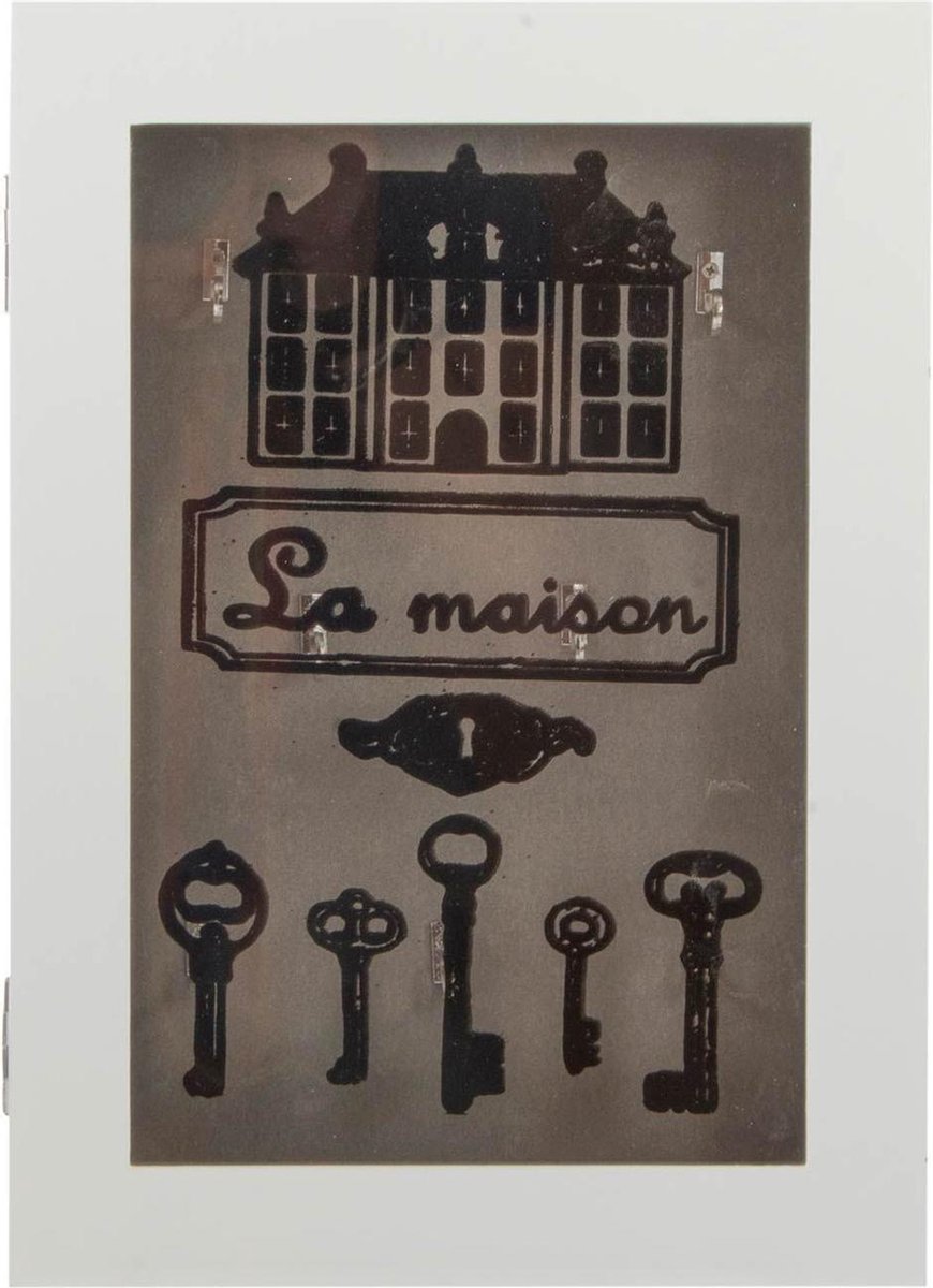 Houten Sleutelkast/sleutelkluis La Maison 23 X 32 Cm - Sleutelkastjes - Wit