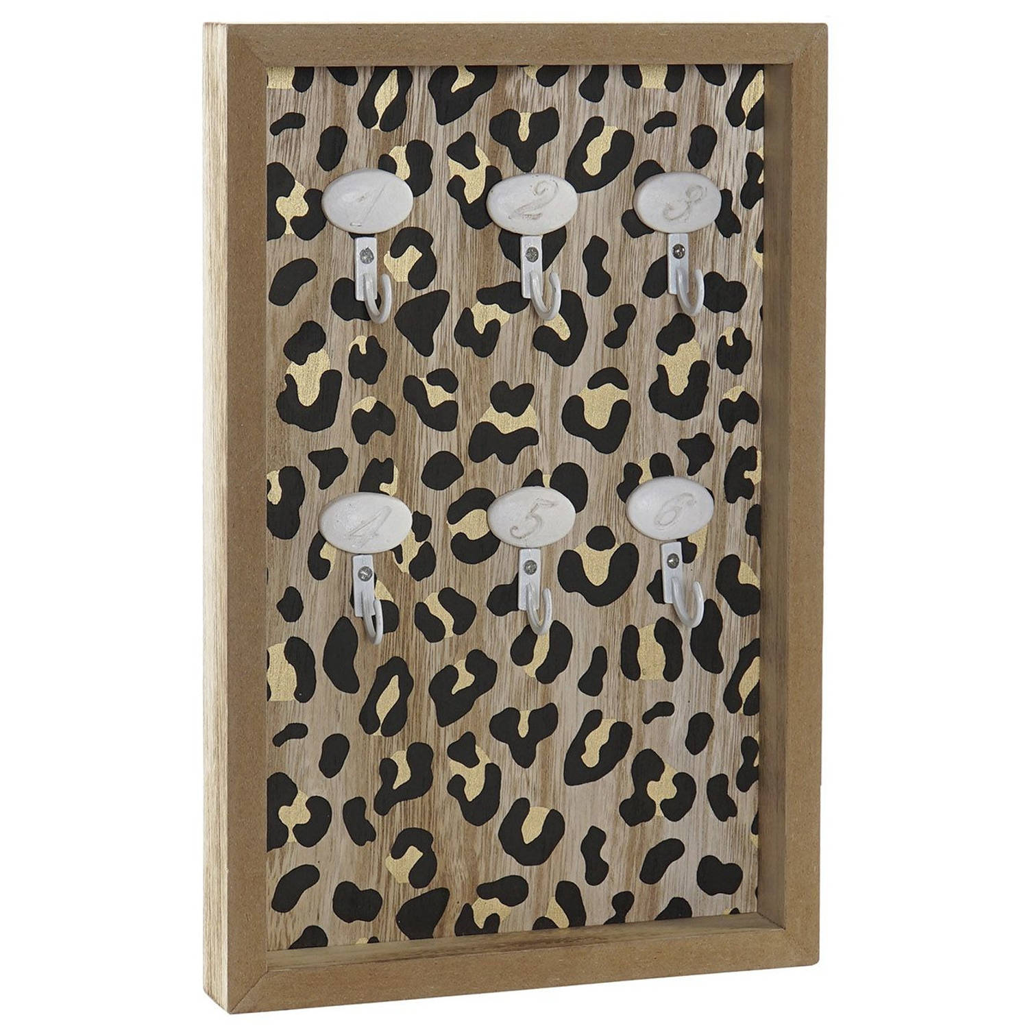 Houten Sleutelkast Luipaard Print 20 X 30 Cm - Sleutelkastjes - Bruin